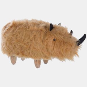 Tamborete animal WOOLLY Imitação de pele Cor de areia