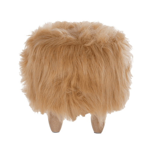 Tamborete animal WOOLLY Imitação de pele Cor de areia