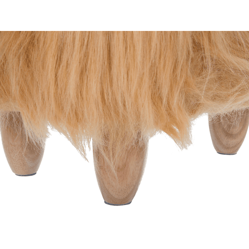 Tamborete animal WOOLLY Imitação de pele Cor de areia