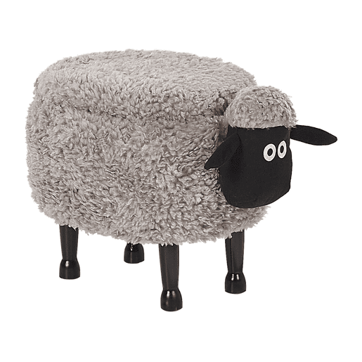Tamborete animal com arrumação SHEEP Tecido Cinzento