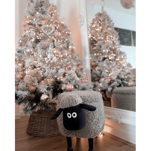 Tamborete animal com arrumação SHEEP Tecido Cinzento