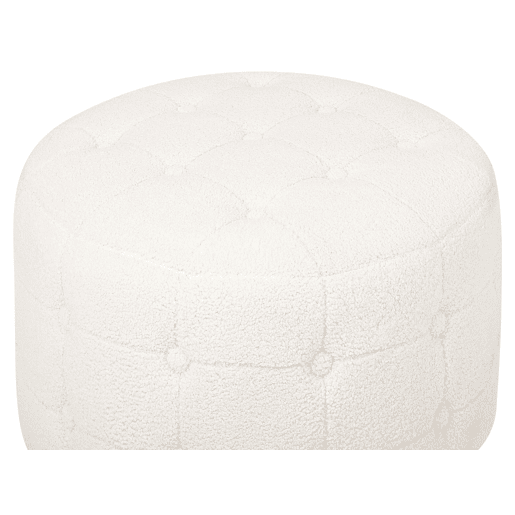 Pufe TAMPA Bouclé Branco 55 cm 55 cm 30 cm