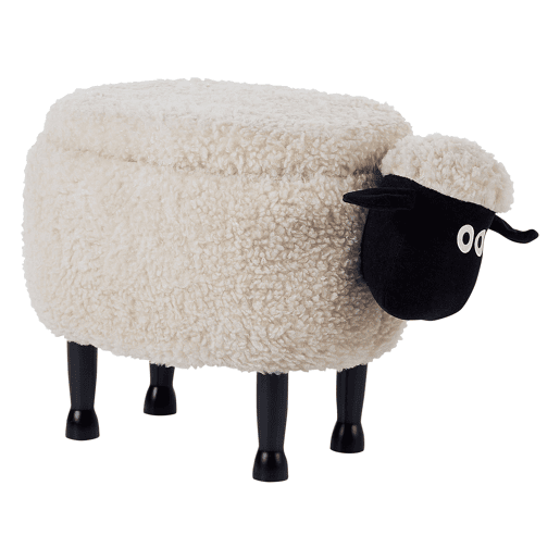 Tamborete animal com arrumação SHEEP Tecido Creme