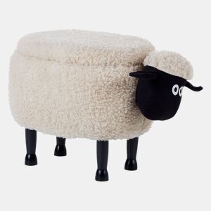 Tamborete animal com arrumação SHEEP Tecido Creme