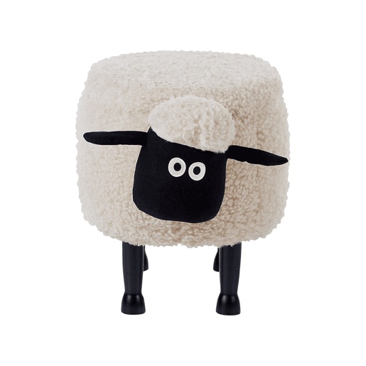 Tamborete animal com arrumação SHEEP Tecido Creme