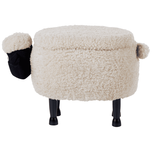 Tamborete animal com arrumação SHEEP Tecido Creme