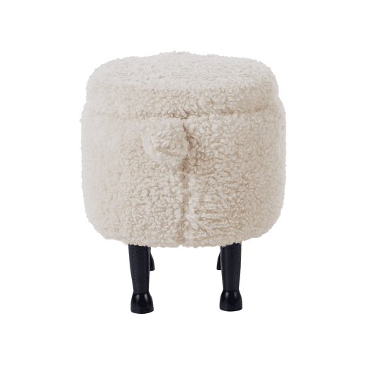 Tamborete animal com arrumação SHEEP Tecido Creme