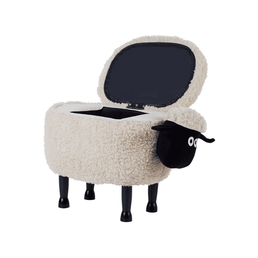 Tamborete animal com arrumação SHEEP Tecido Creme