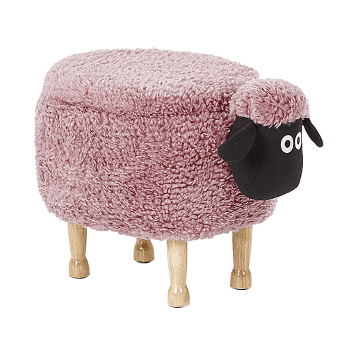 Tamborete animal com arrumação SHEEP Tecido Rosa