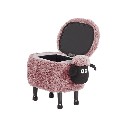 Tamborete animal com arrumação SHEEP Tecido Rosa