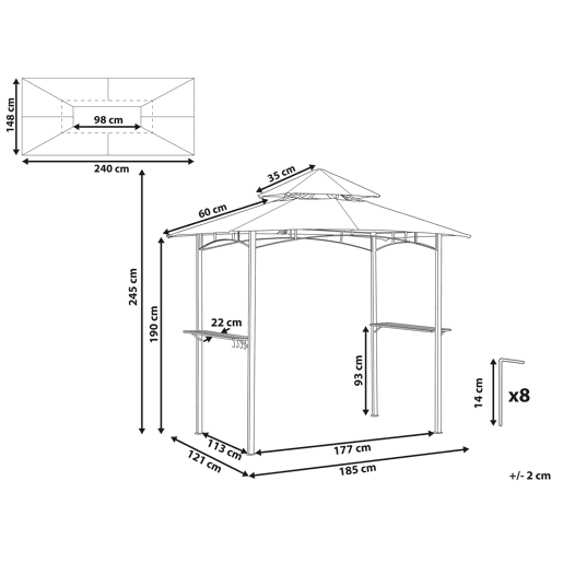 Pérgola de Jardim NARO Metal 240 cm 148 cm Creme