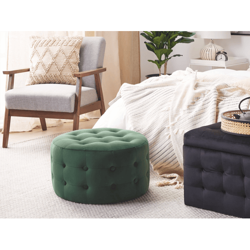 Pufe TAMPA Veludo Verde escuro 55 cm 55 cm 30 cm