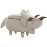 Tamborete animal com arrumação TRICERATOPS Tecido Cinzento claro