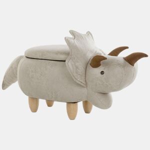 Tamborete animal com arrumação TRICERATOPS Tecido Cinzento claro