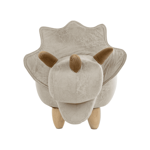 Tamborete animal com arrumação TRICERATOPS Tecido Cinzento claro