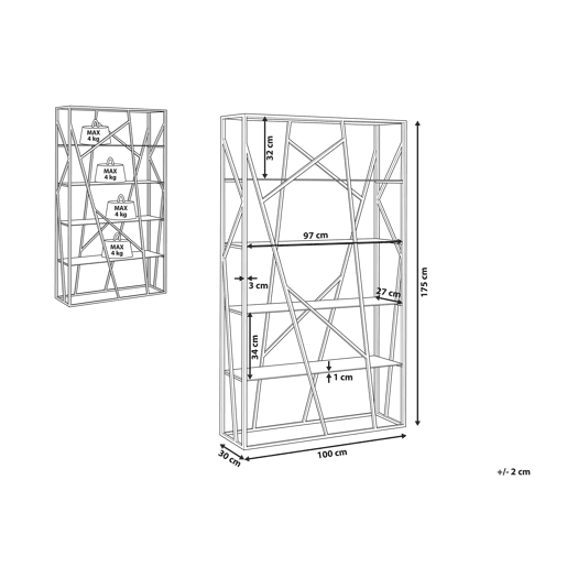 Estante com 4 prateleiras Estante HOXIE Metal 175 cm Prateado