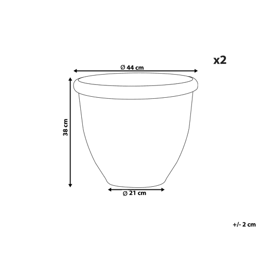 Conjunto de 2 vasos para plantas TESALIA 44 cm Castanho