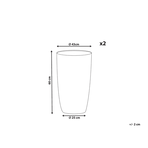 Conjunto de 2 vasos para plantas CAMIA 43 cm Cinzento