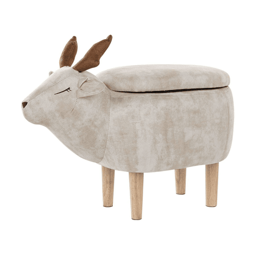 Tamborete animal com arrumação REINDEER Tecido Creme