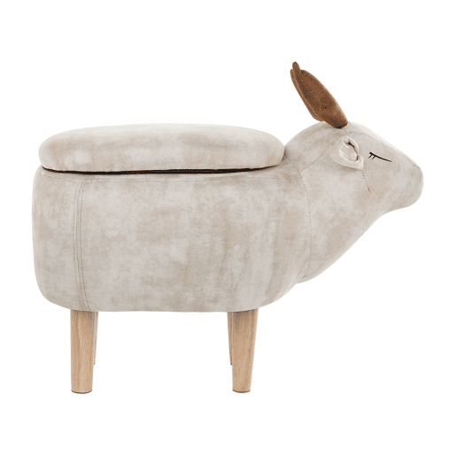 Tamborete animal com arrumação REINDEER Tecido Creme