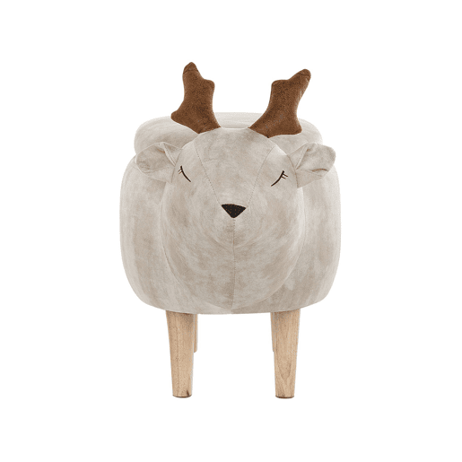 Tamborete animal com arrumação REINDEER Tecido Creme