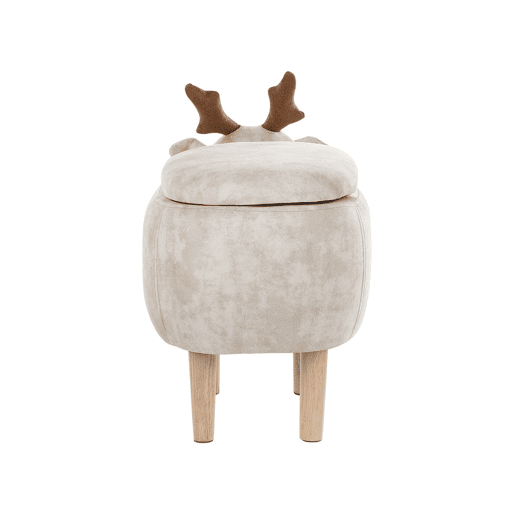 Tamborete animal com arrumação REINDEER Tecido Creme