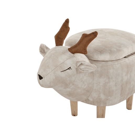 Tamborete animal com arrumação REINDEER Tecido Creme