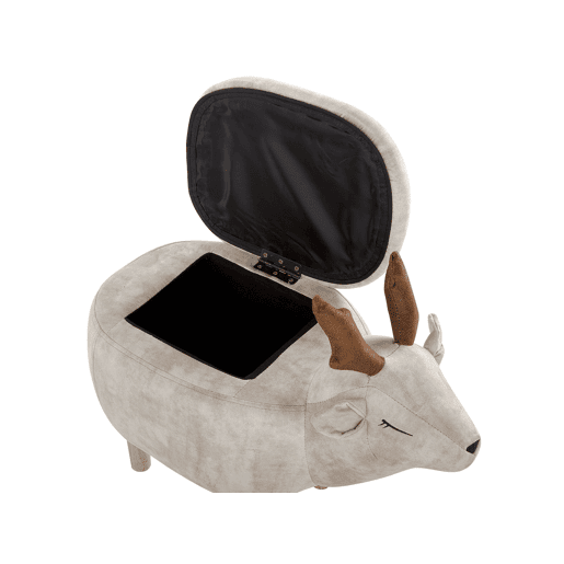 Tamborete animal com arrumação REINDEER Tecido Creme