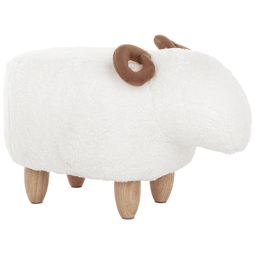 Tamborete animal LAMB Tecido Branco