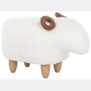 Tamborete animal LAMB Tecido Branco