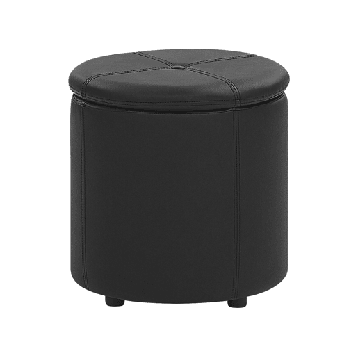 Pufe com arrumação MARYLAND Pele sintética Preto 38 cm 38 cm 40 cm