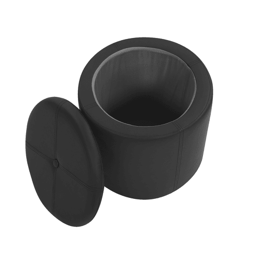 Pufe com arrumação MARYLAND Pele sintética Preto 38 cm 38 cm 40 cm