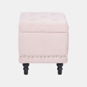 Pufe com arrumação LORETTO Veludo Creme 37 cm 37 cm 40 cm