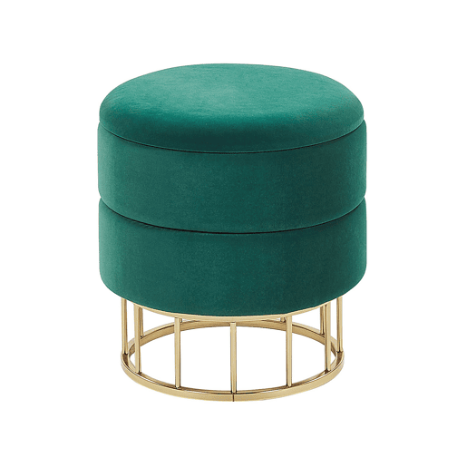 Pufe com arrumação ELGIN Veludo Verde escuro 37 cm 37 cm 42 cm