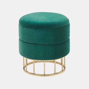 Pufe com arrumação ELGIN Veludo Verde escuro 37 cm 37 cm 42 cm