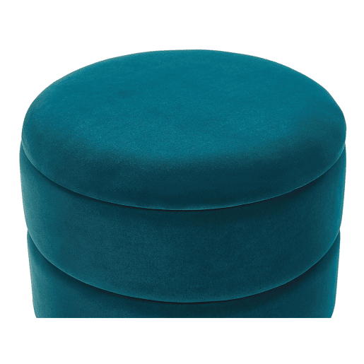 Pufe com arrumação ELGIN Veludo Azul esverdeado 37 cm 37 cm 42 cm