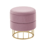 Pufe com arrumação ELGIN Veludo Rosa 37 cm 37 cm 42 cm
