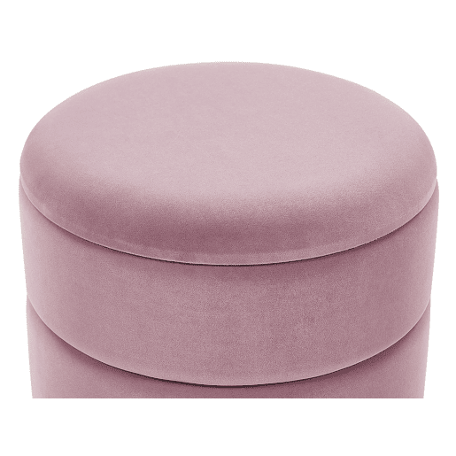 Pufe com arrumação ELGIN Veludo Rosa 37 cm 37 cm 42 cm