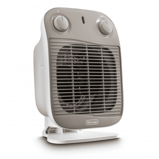 Aquecedor com ventilador De'Longhi HFS50C22. Aquecedor eléctrico com termóstato. Potência regulável. Protecção anti-gotejamento. 2200 W