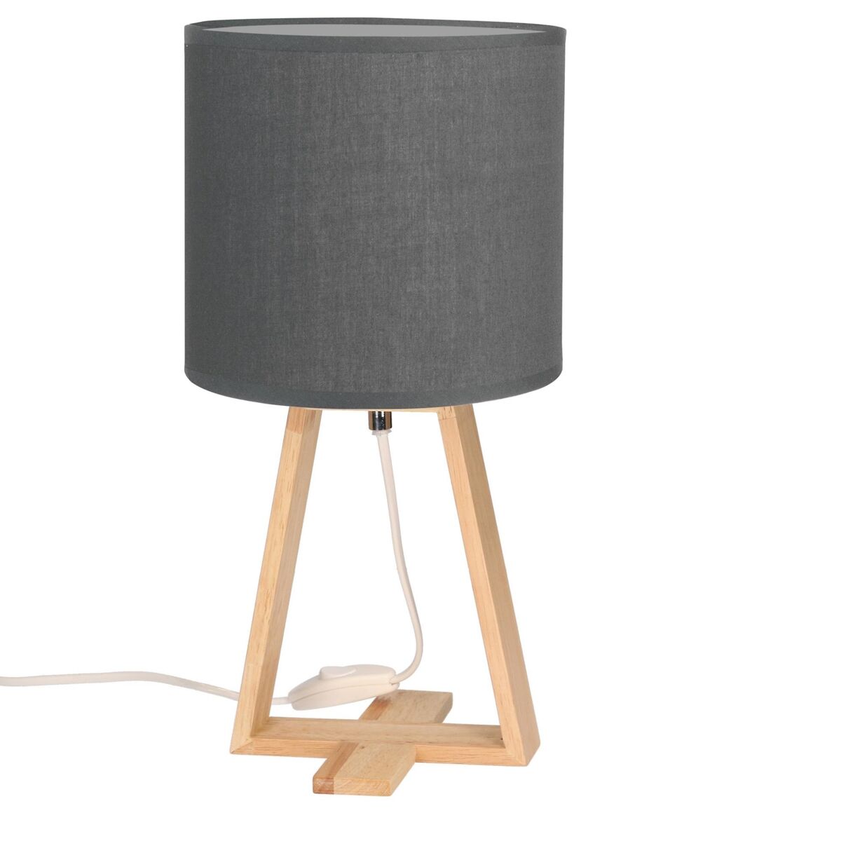 Forlight nuts - (2 uds) lámpara de mesa de estilo nórdico. para mesita de noche de madera natural y textil de color gris. e27