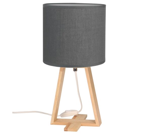 Forlight nuts - (2 uds) lámpara de mesa de estilo nórdico. para mesita de noche de madera natural y textil de color gris. e27