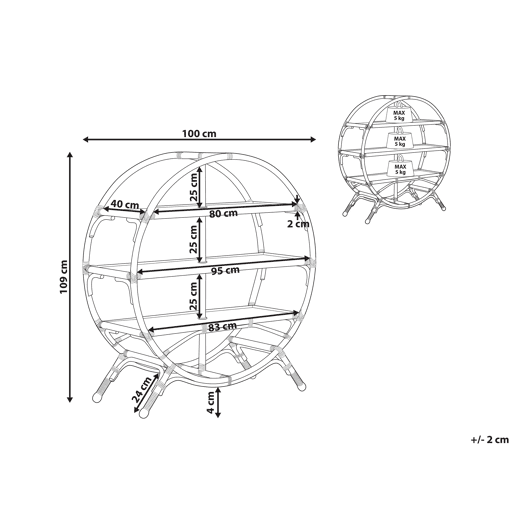 Estante com 3 prateleiras TUVALU II Rattan 109 cm Natural