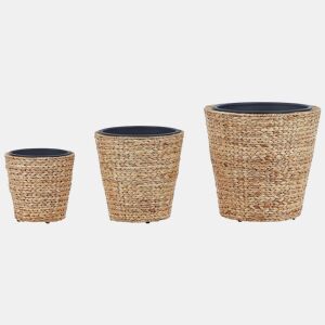 Conjunto de 3 vasos para plantas PLAKA Flor de Jacinto 293749 cm Natural