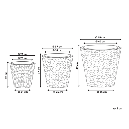 Conjunto de 3 vasos para plantas PLAKA Flor de Jacinto 293749 cm Natural