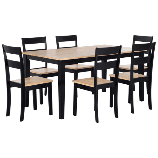 Conjunto de refeição GEORGIA Madeira CastanhoPreto 6 lugares Conjunto de refeição GEORGIA Madeira CastanhoPreto 6 lugares