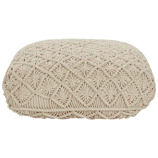 Pufe Macramé BERRECHID Algodão Creme 50 cm 50 cm 20 cm