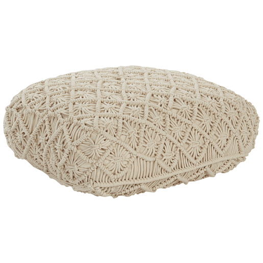 Pufe Macramé BERRECHID Algodão Creme 50 cm 50 cm 20 cm