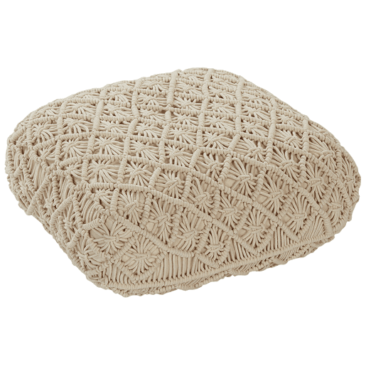 Pufe Macramé BERRECHID Algodão Creme 50 cm 50 cm 20 cm