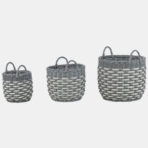 Conjunto de 3 vasos para plantas GEFIRA 313949 cm Cinzento
