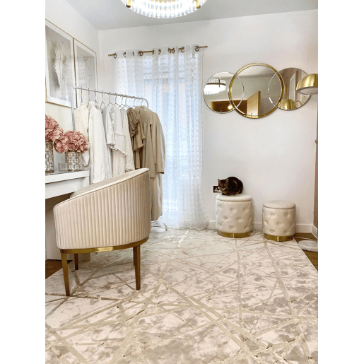 Conjunto de 2 tamboretes com arrumação PUEBLO Veludo Branco 4033 cm 4033 cm 4436 cm